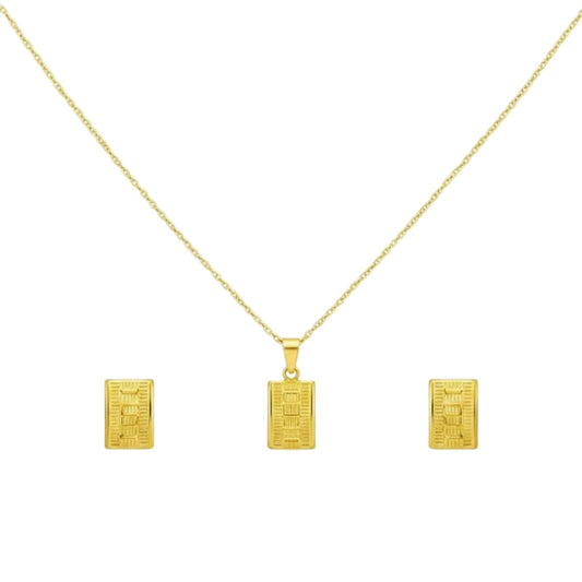 18K Real Gold Maze Necklace And Earring Set