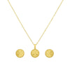 18K Real Gold Round Cut Necklace And Earring Set