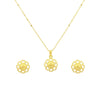 18K Real Gold Spot Flower Necklace And Earring Set
