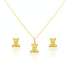 18K Real Gold Teddy Necklace And Earring Set