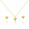 18K Real Gold Triangle Necklace And Earring Set