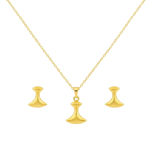 18K Real Gold Tif Necklace And Earring Set