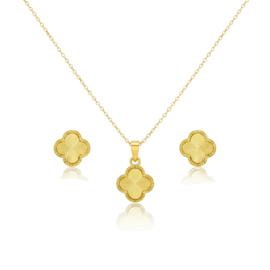 18K Real Gold VC Necklace And Earring Set