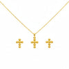 18k Gold Bubble Cross Jewelry Set