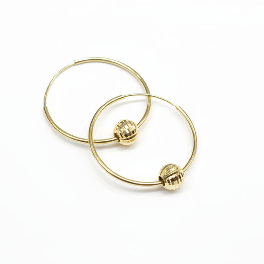 18k Gold Ball Loop Earrings