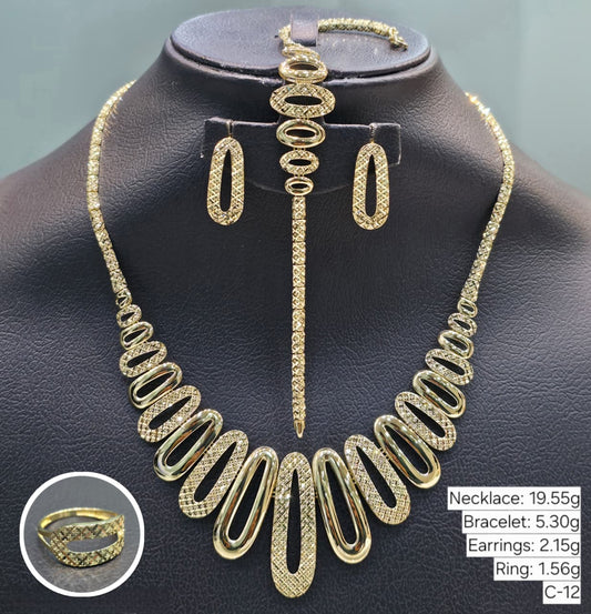 18k Gold Clip Inspired Design Jewelry Set