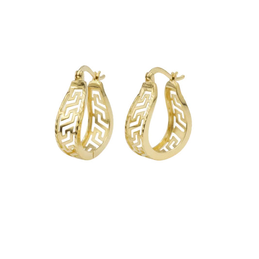 Gold hoop earrings on a light gray background with weight and code text.
