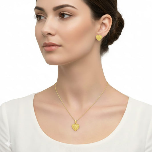 18k Gold VS Heart Jewelry Set