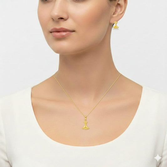 18K Real Gold Tif Necklace And Earring Set