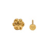 Gold earring with floral design on a white background