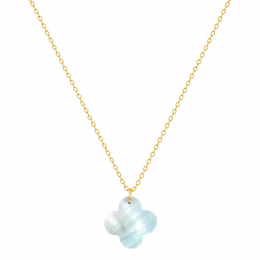 Necklace with a light blue pendant on a white background