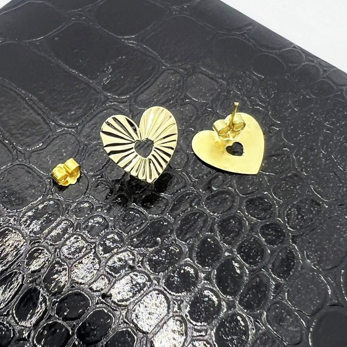 18k Real Saudi Gold Sweet Heart Earrings