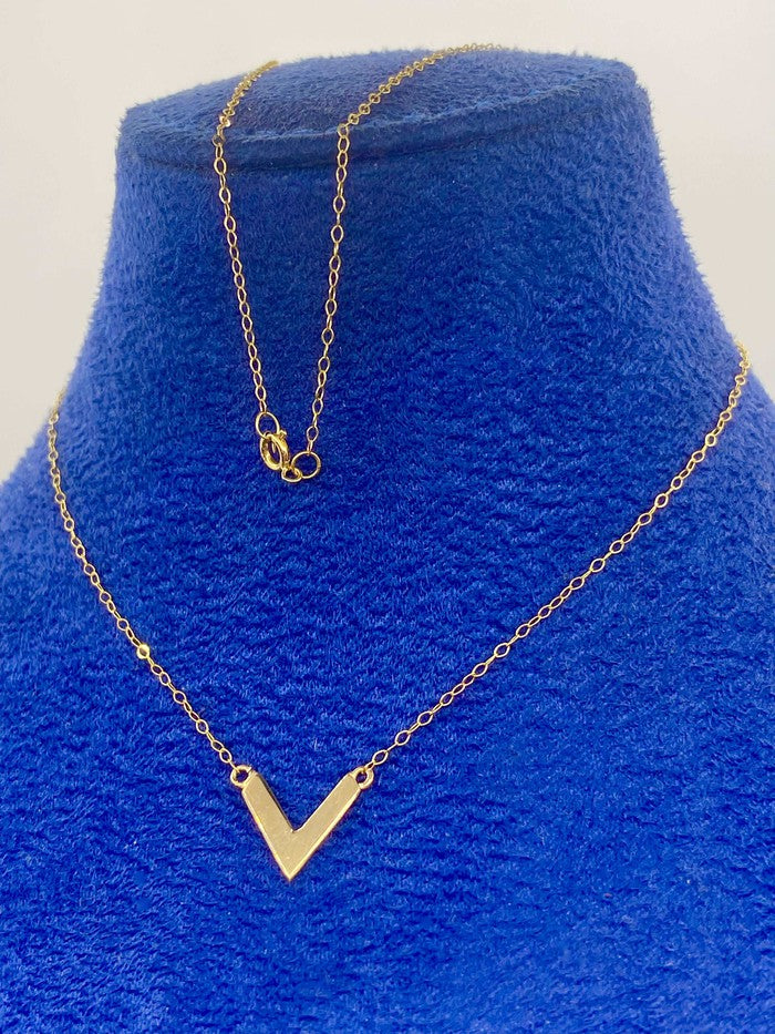 18K Real Gold V Necklace - Embellish Gold