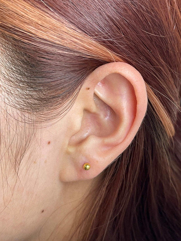 18k Real Gold Ball plain screw Earrings - Embellish Gold