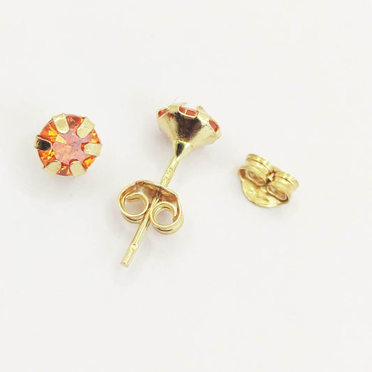 18K Real Gold Red Zircon Stone Earrings 1.48 - Embellish Gold