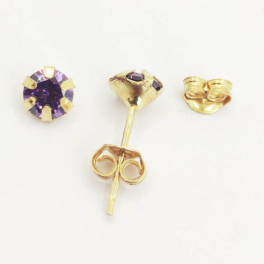 18K Real Gold Purple Zircon Stone Earrings 1.50 – A Dazzling Expression in Gold Earrings for Women - Embellish Gold