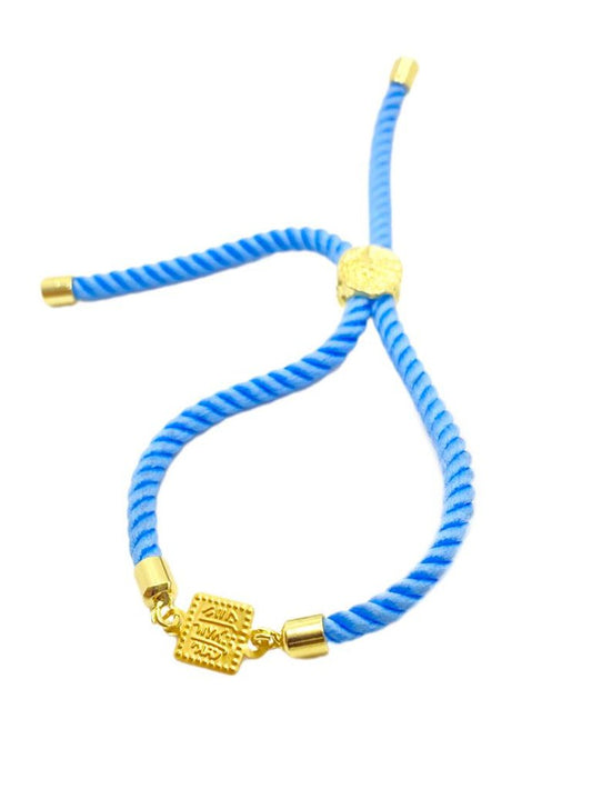 18k Real Saudi Gold Thread Adjustable square Bracelet 144 - Embellish Gold