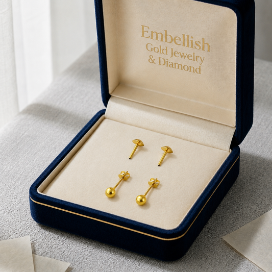 18K Gold Balls Screw Earrings