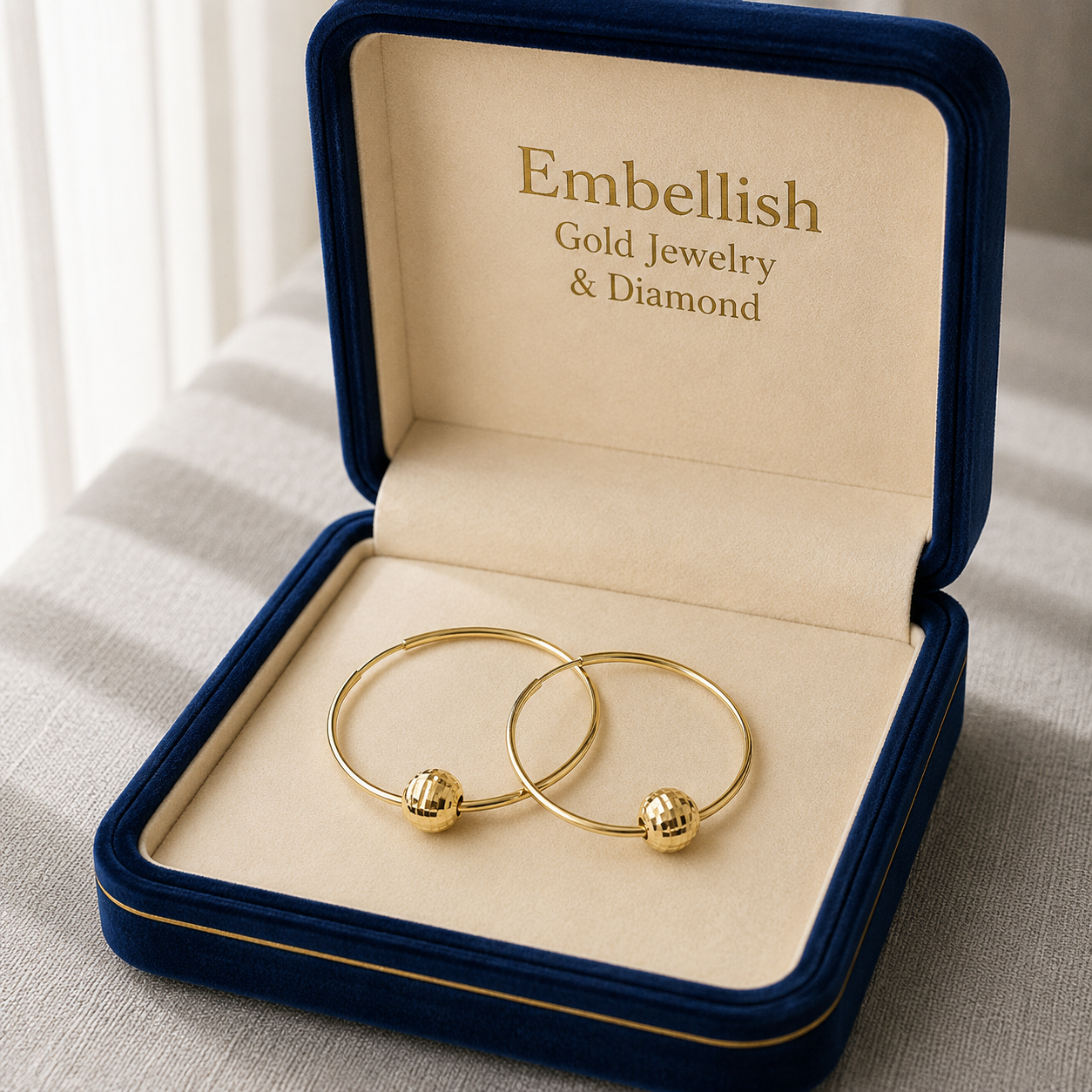 18k Gold Ball Loop Earrings