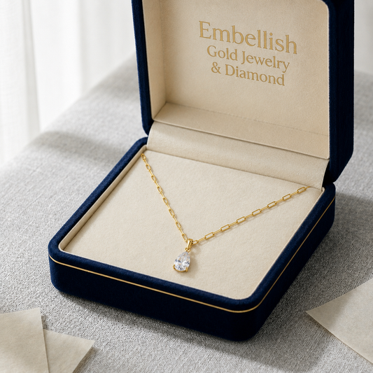 18k Real Gold Oval Stone Paper Clip Chain
