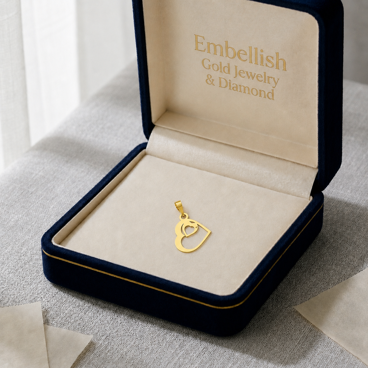 18k Two Heart Pendant