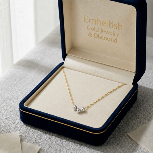 18k 3 White Gold Ball Necklace