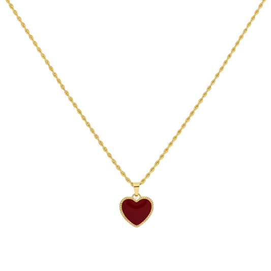 18k Gold Agate Heart Necklace