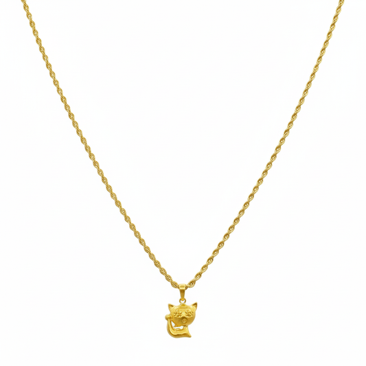 18k Gold Kitty Necklace