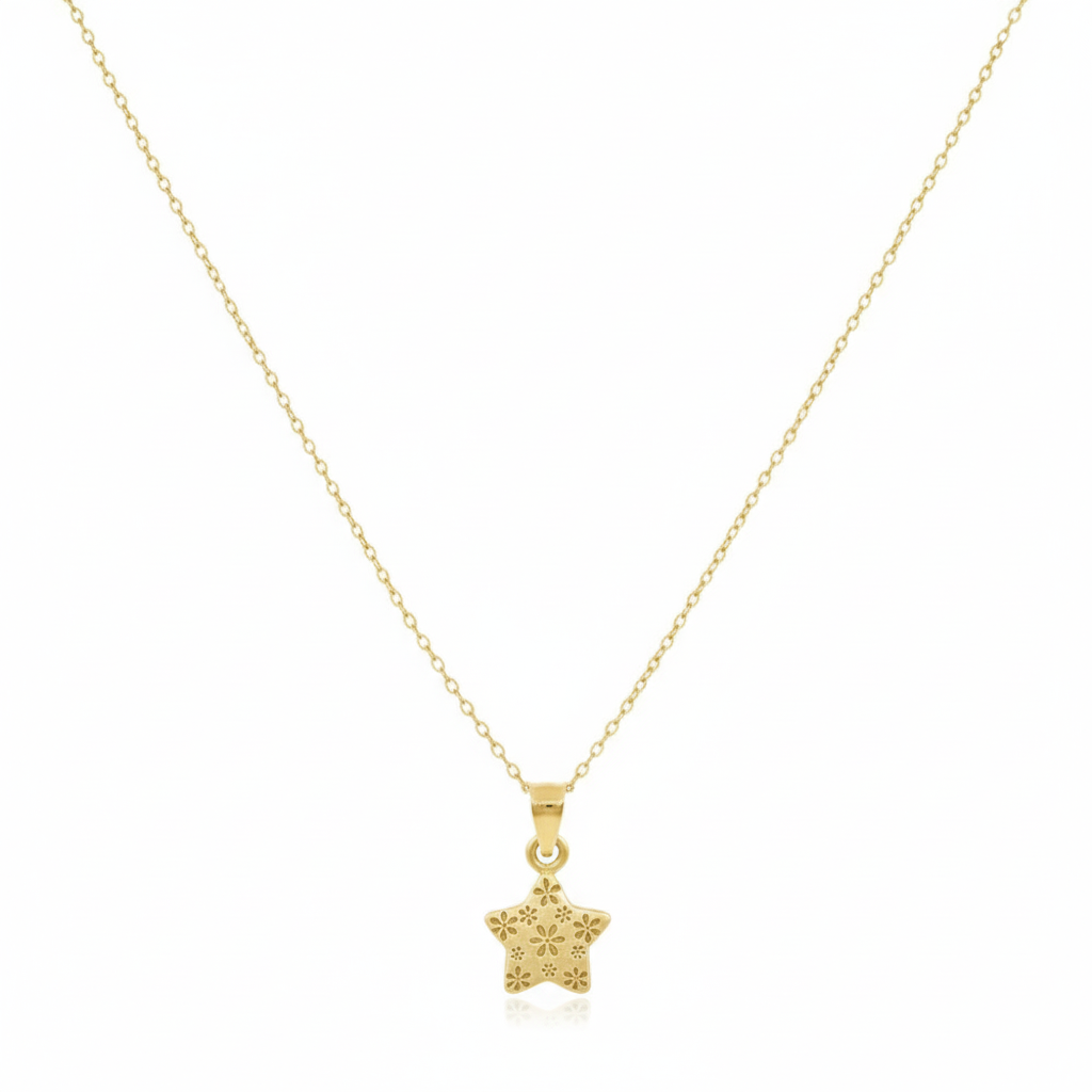 18K Real Gold Star Necklace