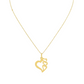 Gold necklace with triple heart pendant on fine chain, minimalist jewelry design