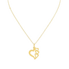 Gold necklace with triple heart pendant on fine chain, minimalist jewelry design