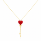 18K Real Gold Swarovski Red Heart Necklace