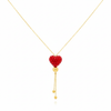 18K Real Gold Swarovski Red Heart Necklace