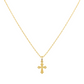Gold necklace with a cross pendant on a white background