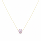 Necklace with a single pink pearl on a white background