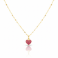 18K Real Gold Mirror Chain With Silver Heart
