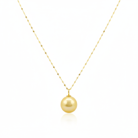 18K Real Gold Yellow Gold Pearl Necklace