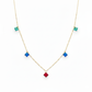 18K Real Gold Multi Color Stone Necklace