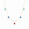 18K Real Gold Multi Color Stone Necklace