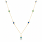 18K Real Gold Multi Color Round Stone Necklace