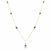 18K Real Gold Multi Color Round Stone Necklace