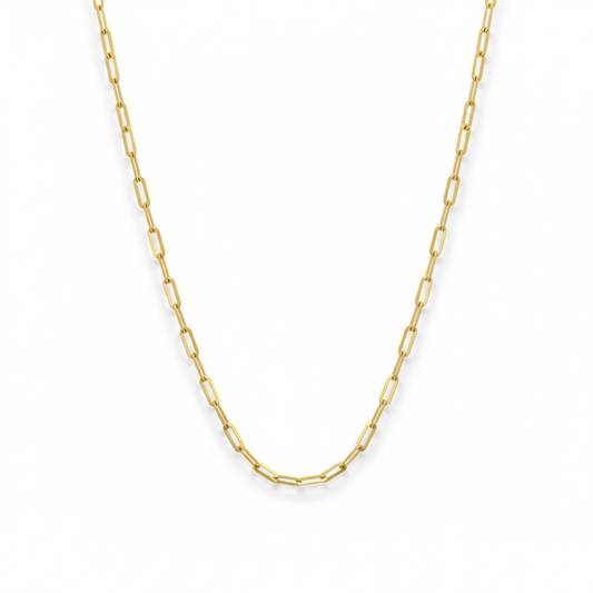 18K Real Gold Paper Clip Chain