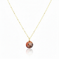 Necklace with a round, multicolored pendant on a thin chain against a white background