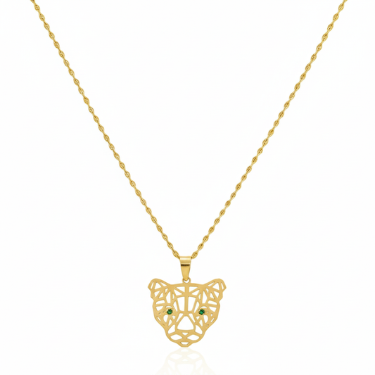 18k Gold Green Eye Tiger Necklace