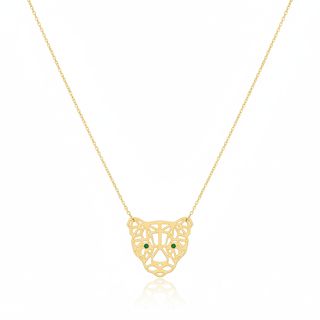 18K Real Gold Tiger Necklace