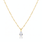 18k Real Gold Oval Stone Paper Clip Chain