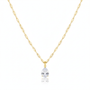 18k Real Gold Oval Stone Paper Clip Chain
