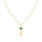 18k Real Gold Round evil eye with hanging chain