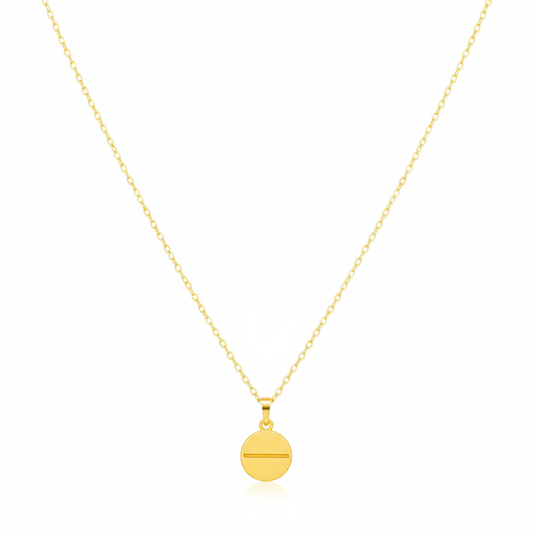 18K Real Gold Button Necklace