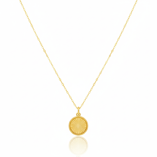 18K Real Gold Round Cut Necklace